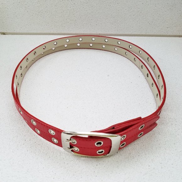 Red Leather Split Belt - Picture 5 of 6